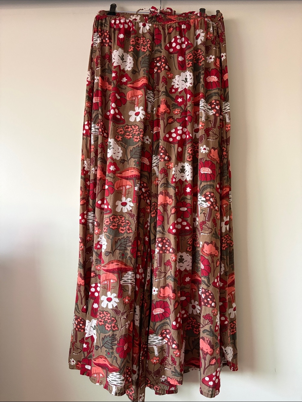 Floral & Mushroom Brown Wide Leg Pants with pockets!